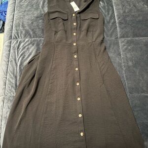 NWT Flowy Black Button-Down Dress